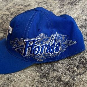 Blue and white fully embroidered University of Florida cap